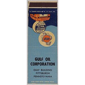 Vintage Matchbook Cover Gulf Oil Corporation Pittsburgh Pennsylvania